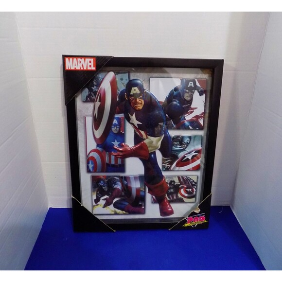 NEW MARVEL 3D Wall Art Captain America Pop Creations Framed - Picture 1 of 6